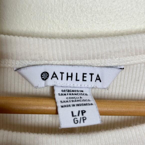 ATHLETA 2024 Coaster Luxe Rib High Hip Sweatshirt Magnolia White Sz L P {F9} - Picture 6 of 8